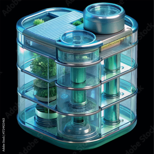  Futuristic Greenhouse Design: The futuristic greenhouse design, showcasing innovative architectural and environmental features, symbolizes a harmonious fusion of nature and technology.