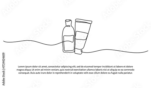 One line of lotion. Abstract minimal continuous line.