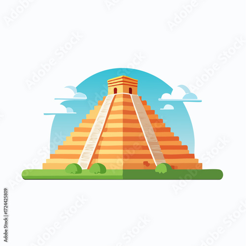 Pyramid Structure Under a Blue Sky