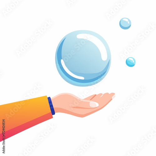 Light Blue Bubbles Floating Above a Hand