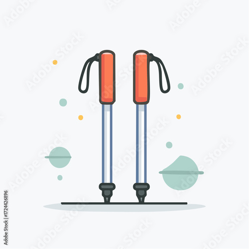 Pair of Trekking Poles Illustration