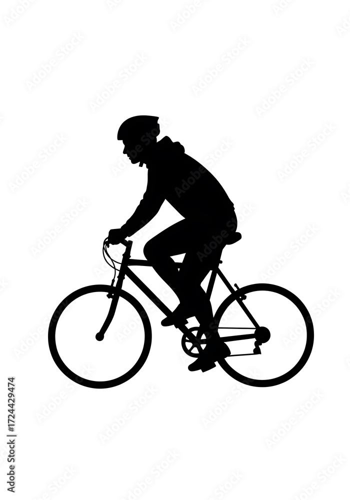 Fototapeta premium Silhouette of a person riding a bicycle, showcasing a dynamic and active lifestyle.