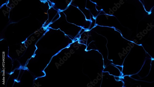 Mesmerizing blue neural network on black background, ideal for technology backgrounds, science illustrations, or abstract art