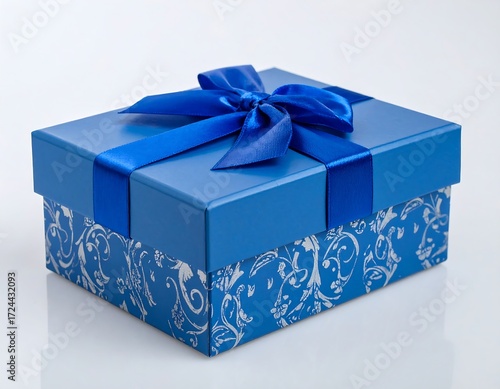 Blue gift box with ribbon