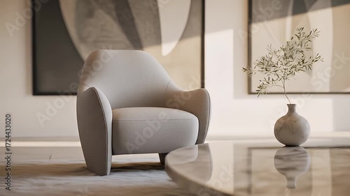 Elegant Modern Armchair in Bright Contemporary Living Room