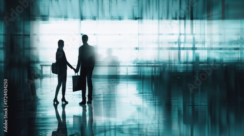 Business collaboration image teal background