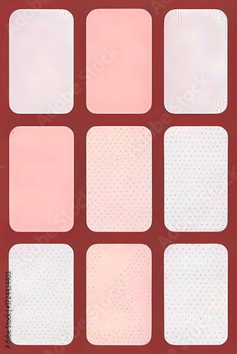 playing card / tarot card reverse side art, card back pattern or stationery / card design - red maroon pink crimson rectangle pattern with rounded corners and textures