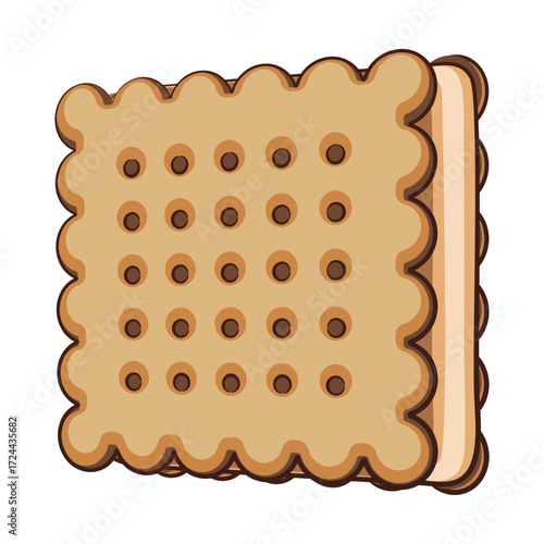 cute square biscuit sandwich vector illustration, work of hand drawn