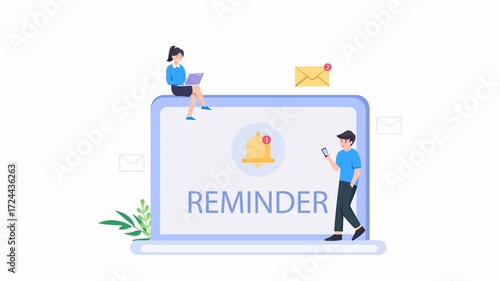 Alert notification with notification bell. Important reminder. video animation 4k clip