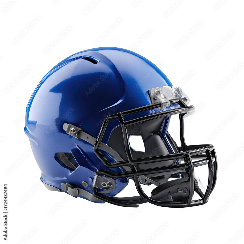 Fototapeta premium Glossy blue football helmet with black facemask