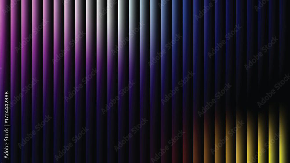 Obraz premium Abstract Gradient Vertical Stripes Ribbed Glass Fractal Neon Background Design.