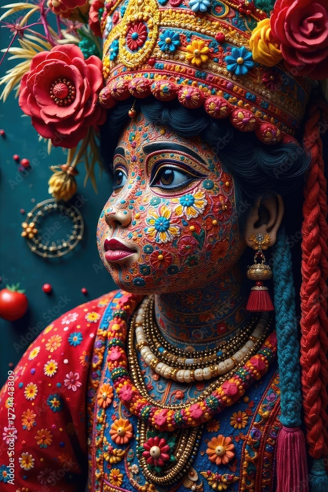 Fototapeta premium Vibrant Cultural Tapestry Intricate Weaving Showcases Traditional Artistic Skill and Rich Heritage