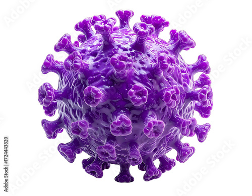 Purple virus sphere, detailed spikes (1)