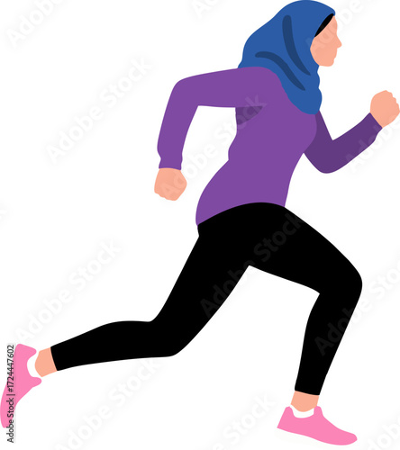 silhouette of a Muslim woman running 