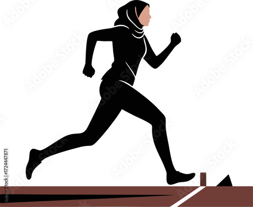 silhouette of a Muslim woman running 