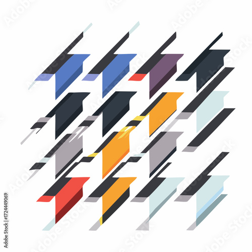 Abstract Geometric Pattern with Diagonal Shapes and Vibrant Colors