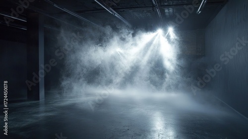 Foggy interior studio setting