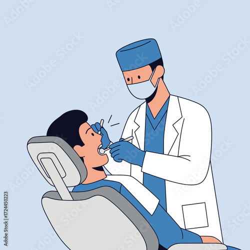 Dentist examining a patient's teeth.