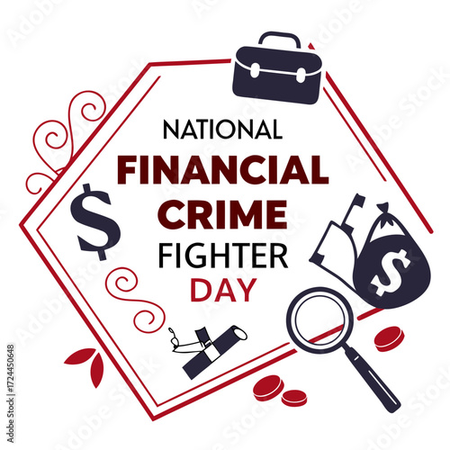NATIONAL FINANCIAL CRIME FIGHTER DAY vector illustration