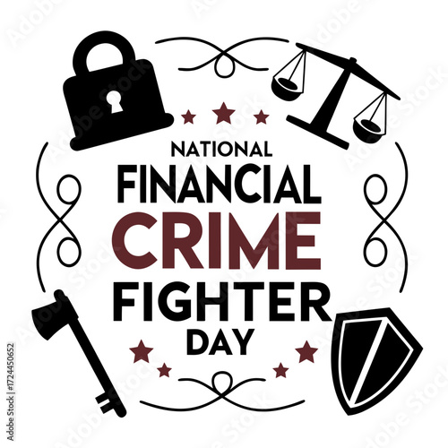 NATIONAL FINANCIAL CRIME FIGHTER DAY vector illustration