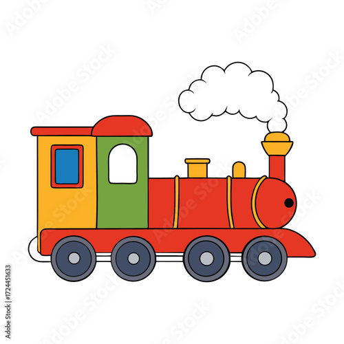 A steam locomotive coloring page showing a classic train engine with a tall smokestack, large wheels, and billowing steam, perfect for vintage railway enthusiasts.
