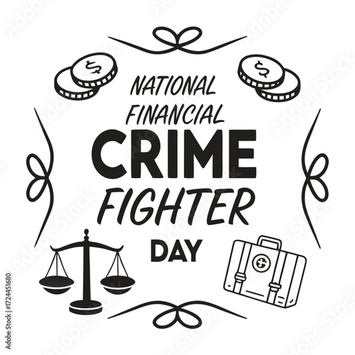 NATIONAL FINANCIAL CRIME FIGHTER DAY vector illustration