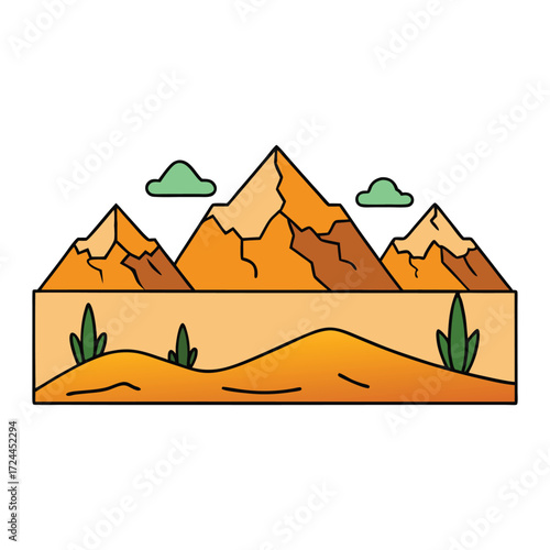 A vast Mexico hot sand desert with golden dunes and striking orange mountains glowing under the sun, creating a dramatic and breathtaking natural landscape.
