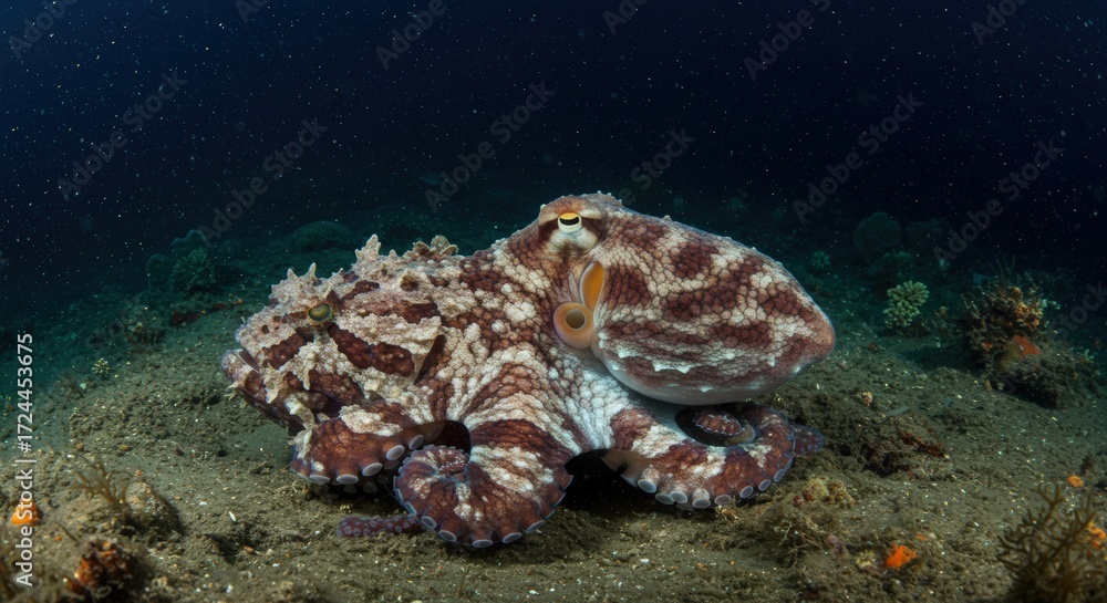 Naklejka premium Colorful octopus underwater