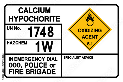 Calcium Hypochlorite UN 1784 Symbol Sign, Vector Illustration, Isolate On White Background, Label.EPS10