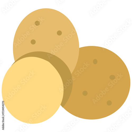 Pair of fresh potatoes illustration, perfect for kitchen recipe design, farm product poster, and comfort food ingredient concept.
