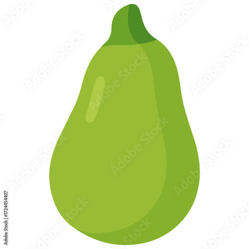 Fresh green chayote vegetable illustration, perfect for healthy food, recipe design, farm product poster, and vegetarian meal concept.
