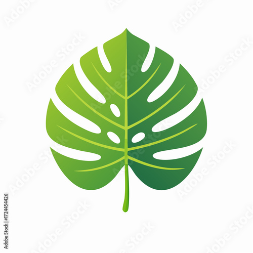 Vibrant Green Monstera Leaf Illustration