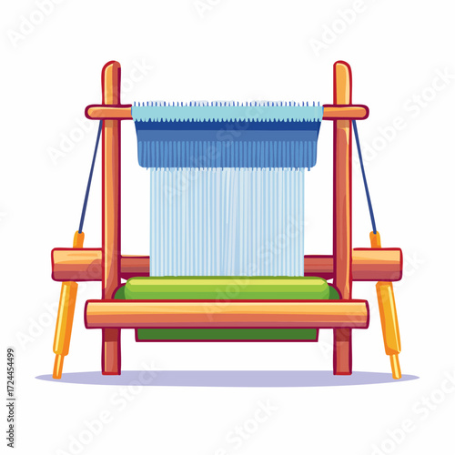 Pixel Art Loom with Blue and White Yarn