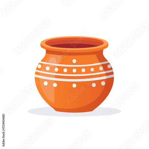 Orange Clay Pot with White Dot Pattern