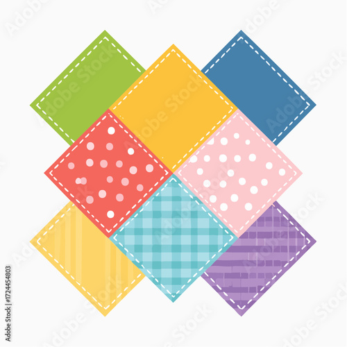 Colorful Patchwork Fabric Squares Design