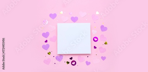 Blank card and heart-shaped...