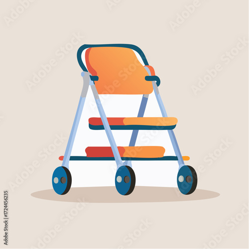 Orange and Gray Child Walker on Beige Background