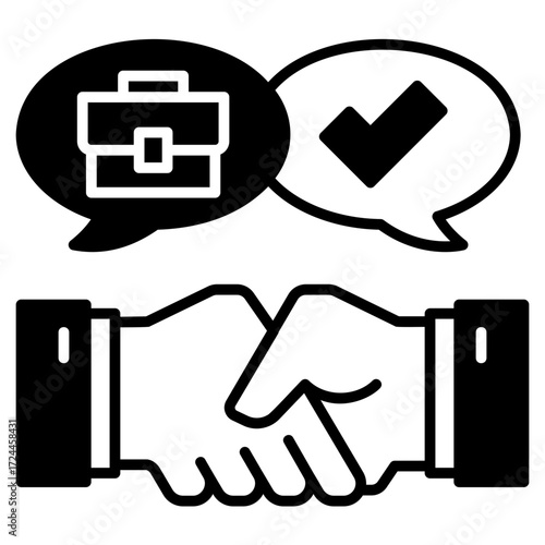 Hired (Handshake) Black Fill Icon