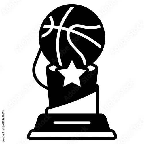 Basketball Trophy Black Fill Icon