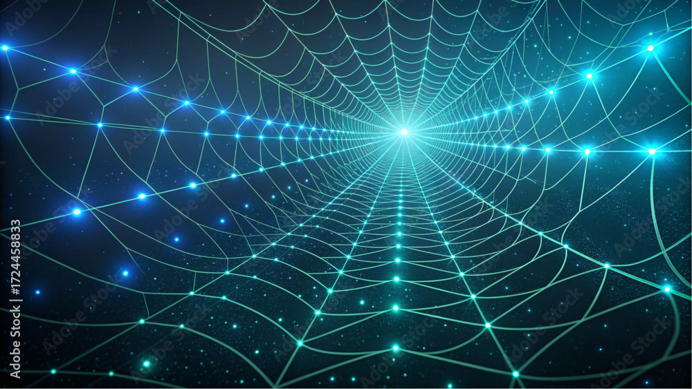 Fototapeta premium Abstract Digital Data Flow Network with Glowing Lines