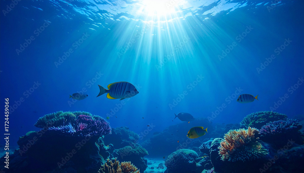 Fototapeta premium Coral Reef Underwater Ecosystem. Nature Concept. Generated Image
