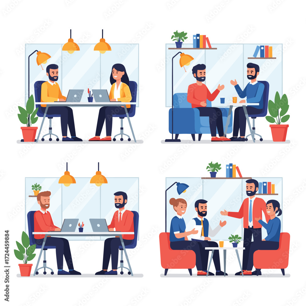 Obraz premium Charismatic leader using a megaphone to announce great news to his applauding and supportive team, a concept of success and motivation