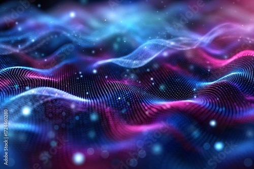 Experience stunning digital waves in vibrant pink and blue, perfect for modern tech designs and futuristic backgrounds, conveying innovation and cutting-edge technology beautifully