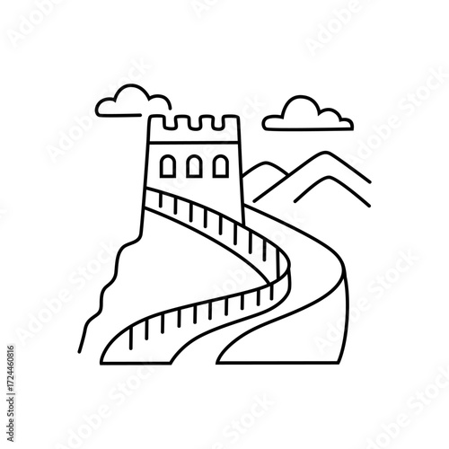 Great Wall of China Outline Vector Icon