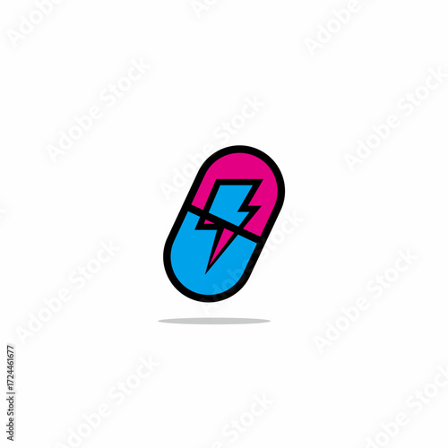 Thunder with capsule vector logo