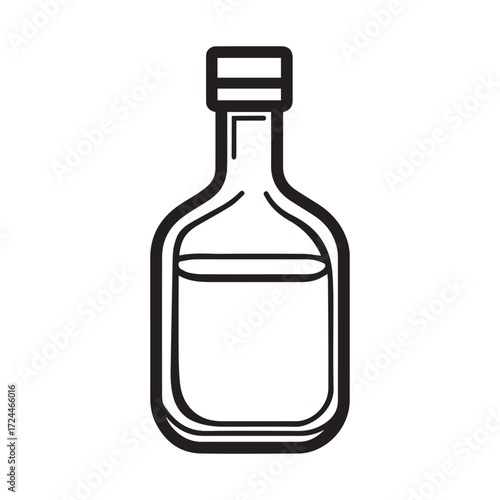 Simple drawing shows a filled bottle on a white background