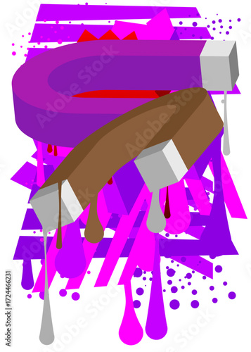 Magnet graffiti. Abstract modern street art decoration performed in urban painting style.