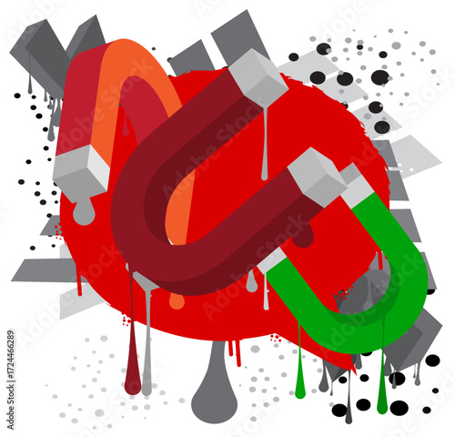 Magnet graffiti. Abstract modern street art decoration performed in urban painting style.
