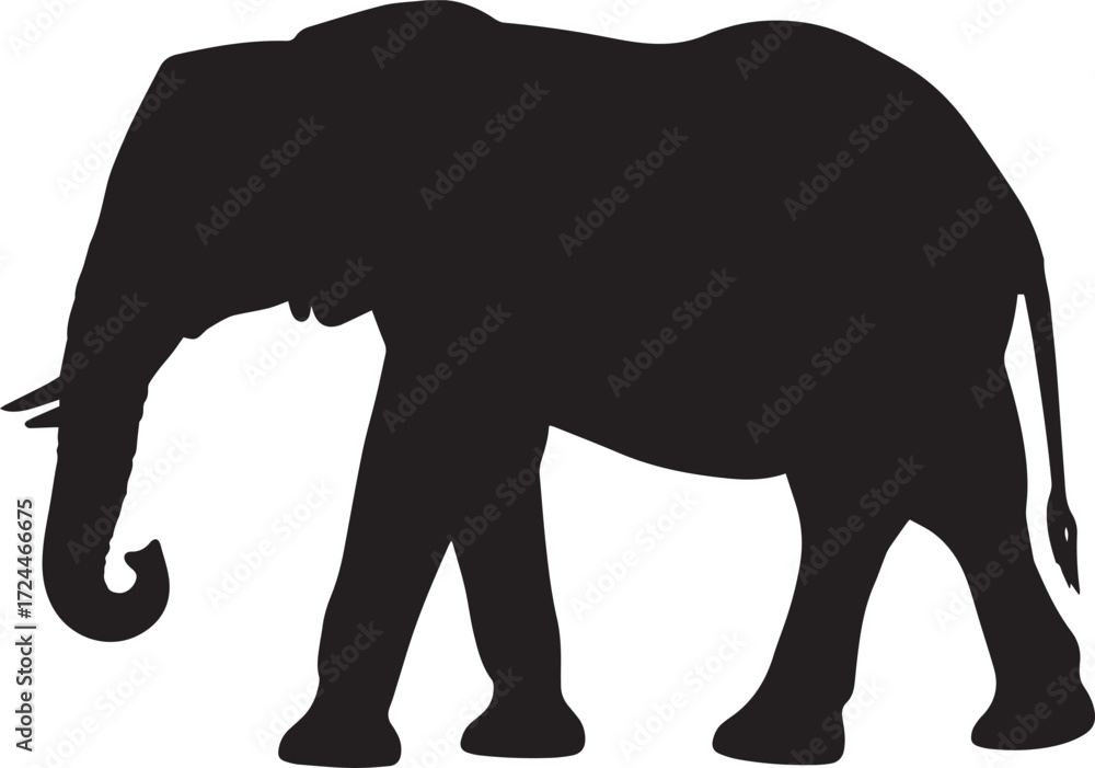 Fototapeta premium Safari Elephant Silhouette Vector Illustration