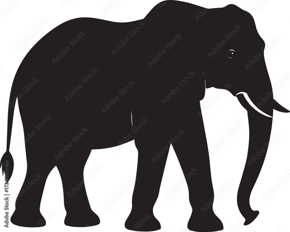 Fototapeta premium Safari Elephant Silhouette Vector Illustration